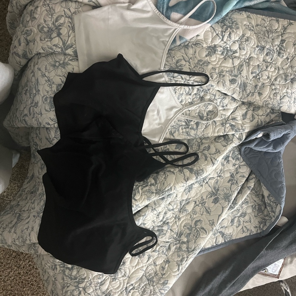 Women's Black and White Camisole Tops